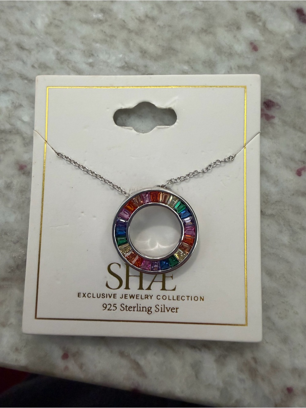 SHAE Silver Rainbow Circle Pendant Necklace - Multicolor